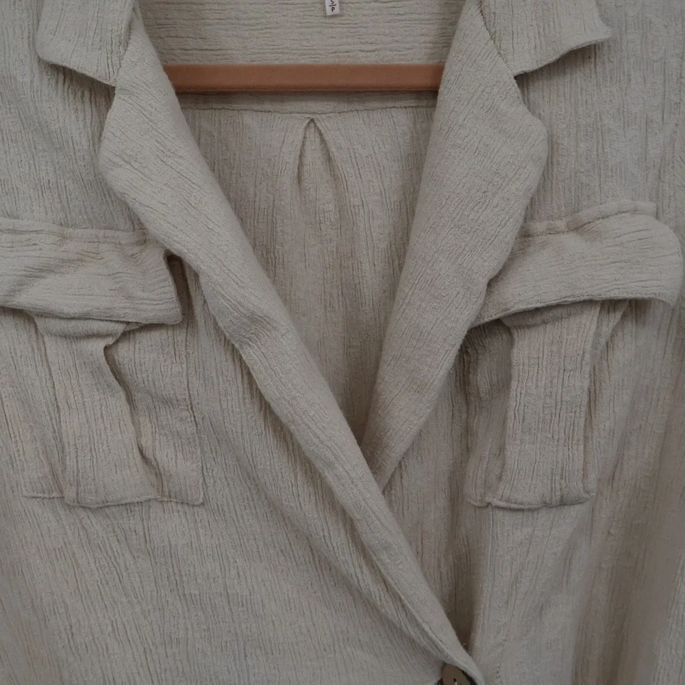 Free‎ People Clementine Mini Dress Womens S Beige Safari Resort Coastal Beach